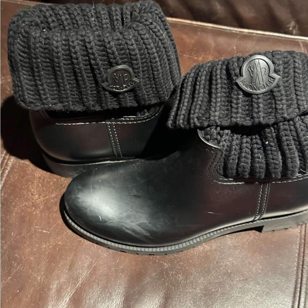Moncler Black Boots with Knit Cuff